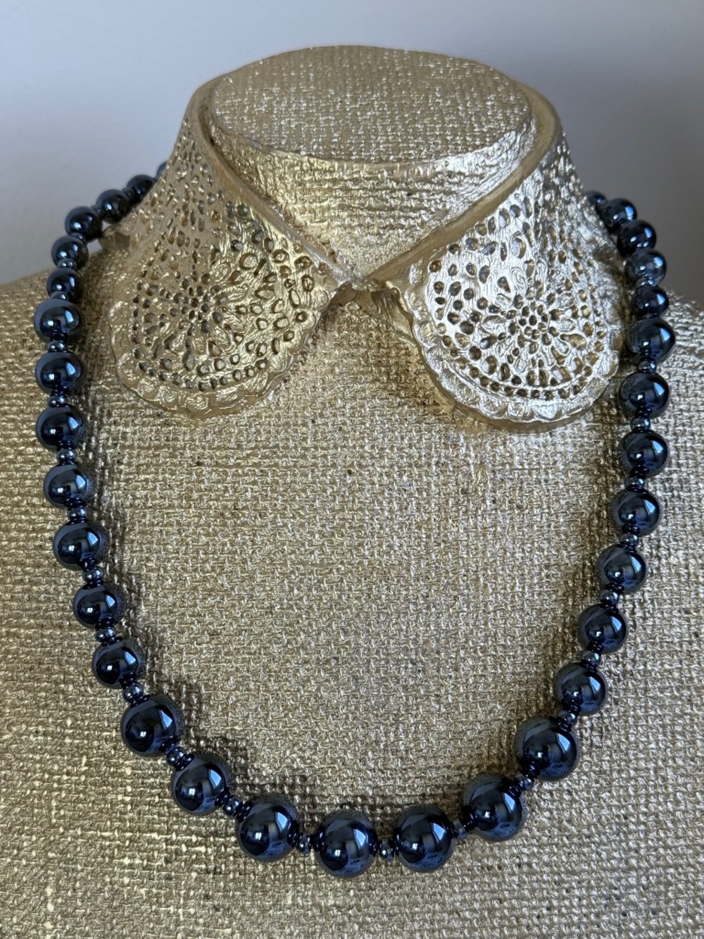 ANTICA MURRINA Graduated Iridescent Dark Blue Glass Bead Necklace